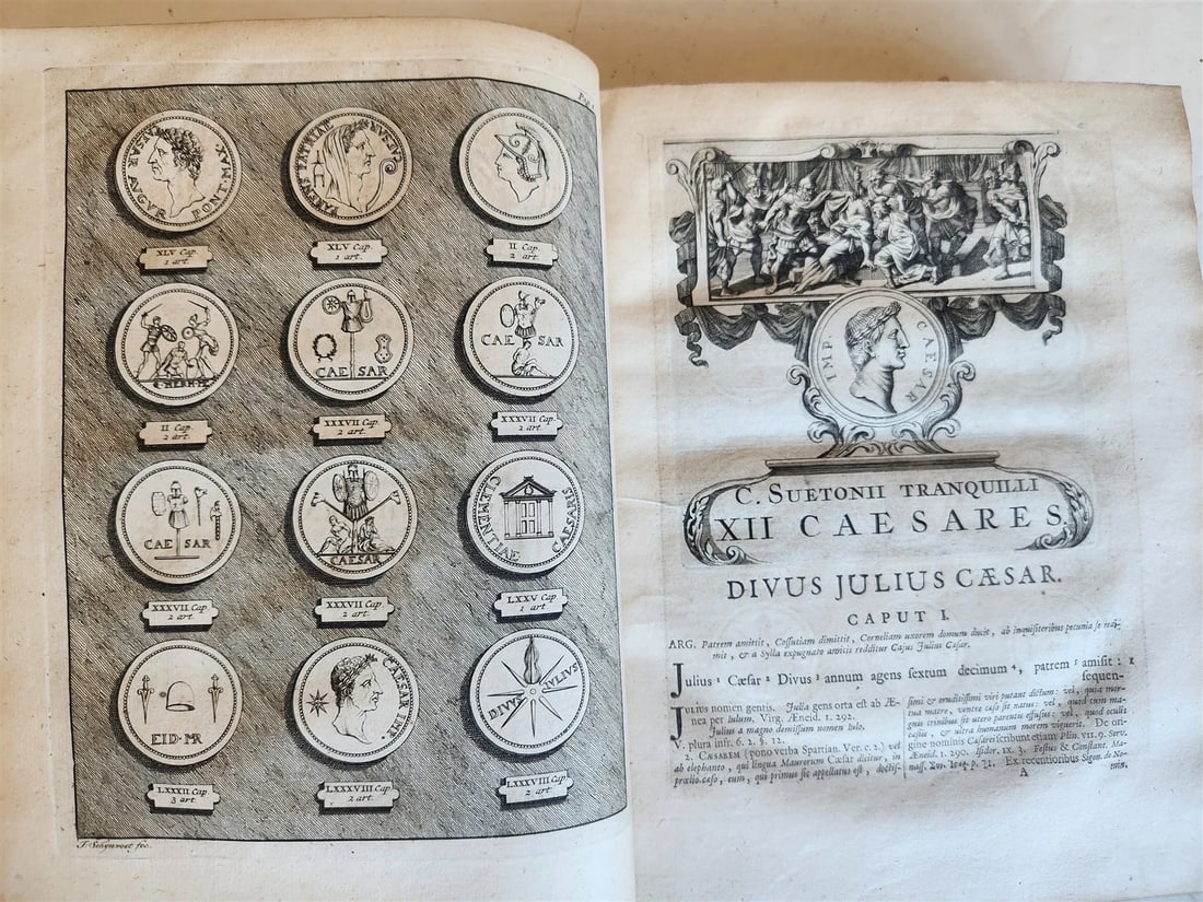 1714 ILLUSTRATED OPERA by Suetonius ANTIQUE 2 VOLUMES - 13