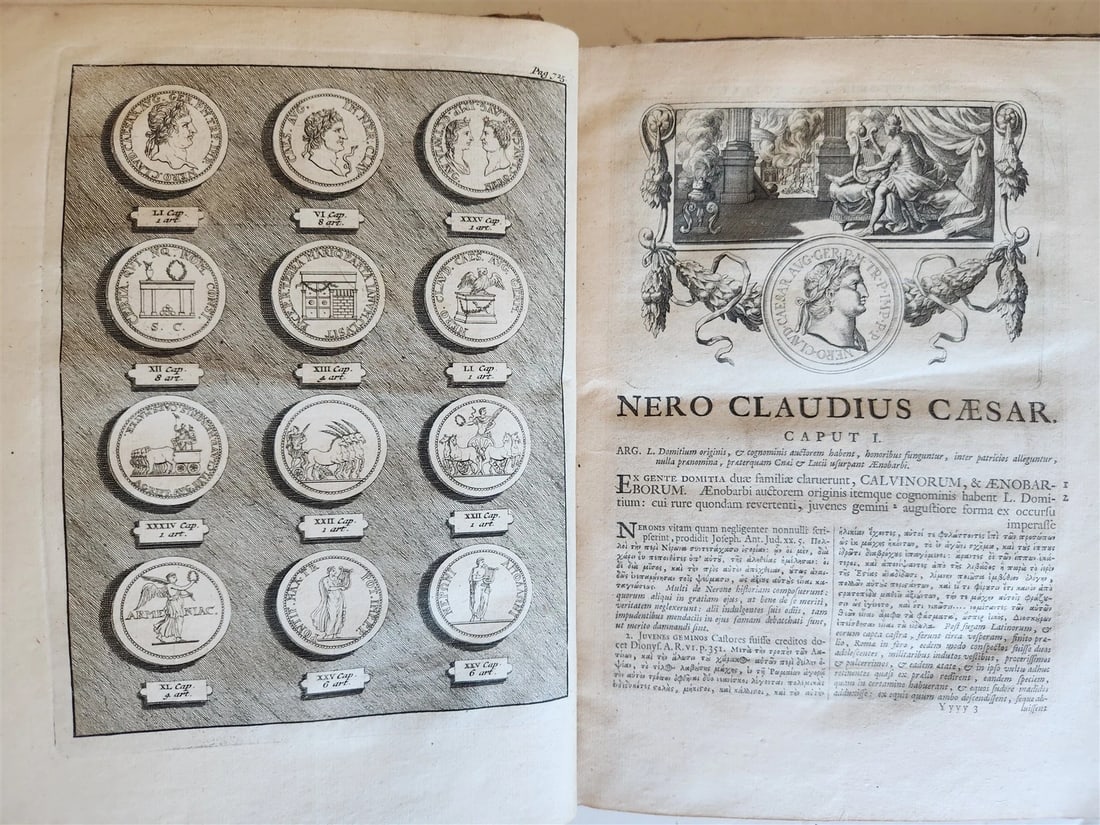 1714 ILLUSTRATED OPERA by Suetonius ANTIQUE 2 VOLUMES - 4