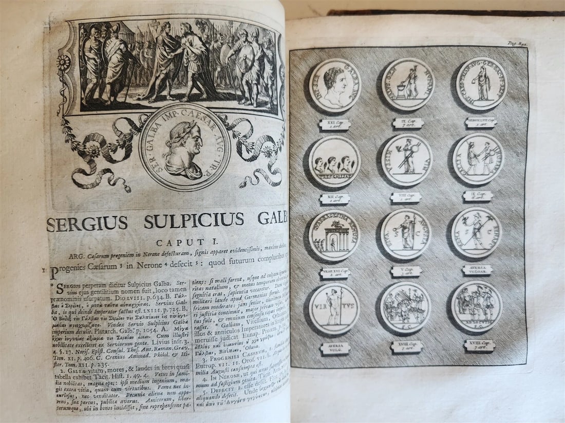 1714 ILLUSTRATED OPERA by Suetonius ANTIQUE 2 VOLUMES - 8
