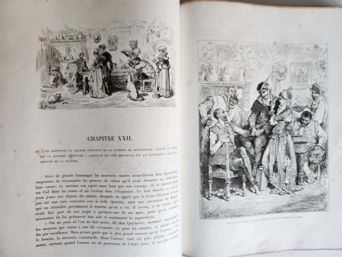 1869 DON QUIXOTE by CERVANTES illustrated by GUSTAVE DORE antique 2 FOLIO VOLS. - 14
