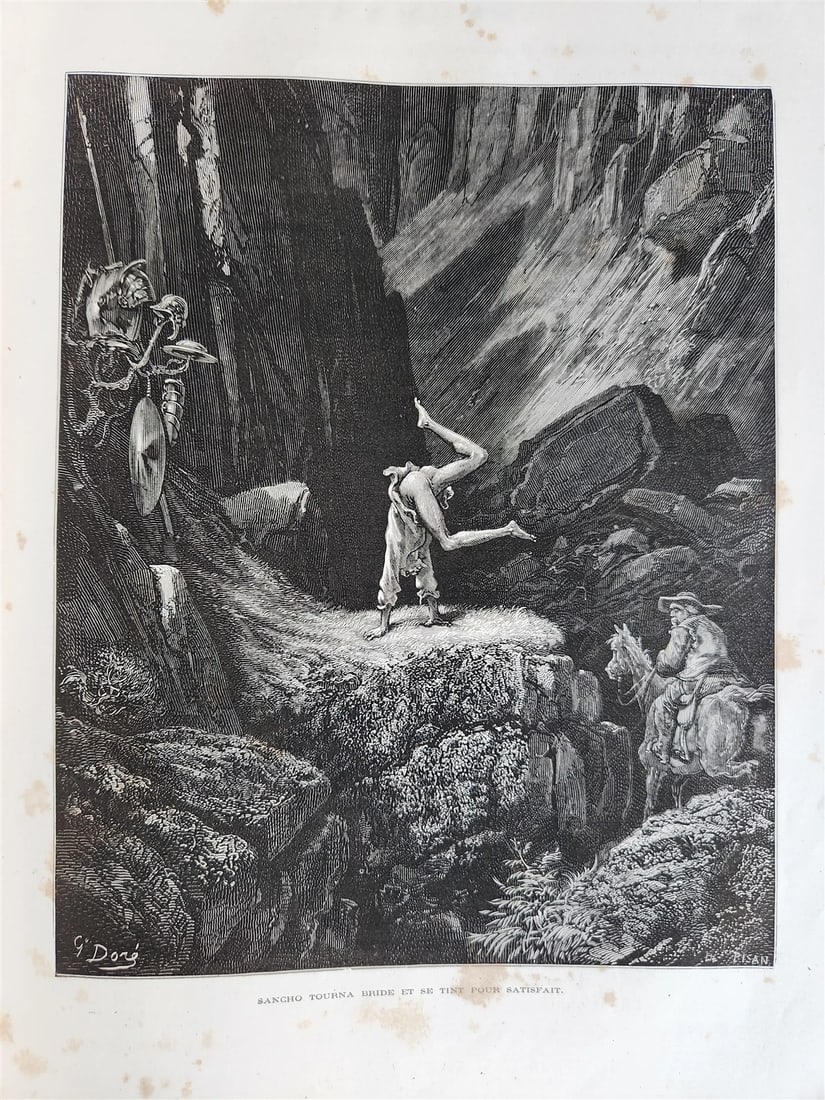 1869 DON QUIXOTE by CERVANTES illustrated by GUSTAVE DORE antique 2 FOLIO VOLS. - 6