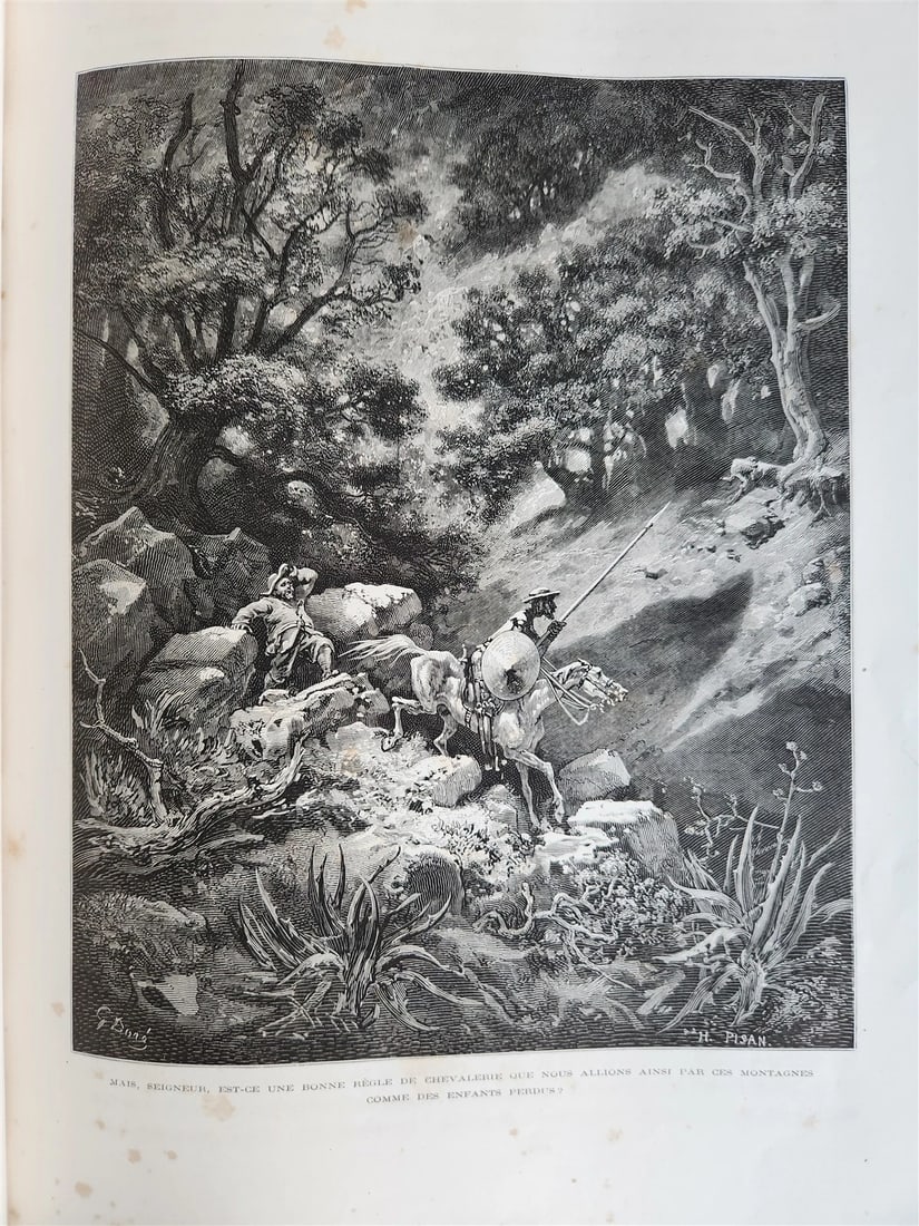 1869 DON QUIXOTE by CERVANTES illustrated by GUSTAVE DORE antique 2 FOLIO VOLS. - 7