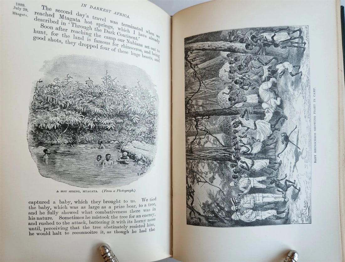 1891 IN DAKEST AFRICA 2 VOLUMES by HENRY STANLEY antique ILLUSTRATED w/ MAPS - 14