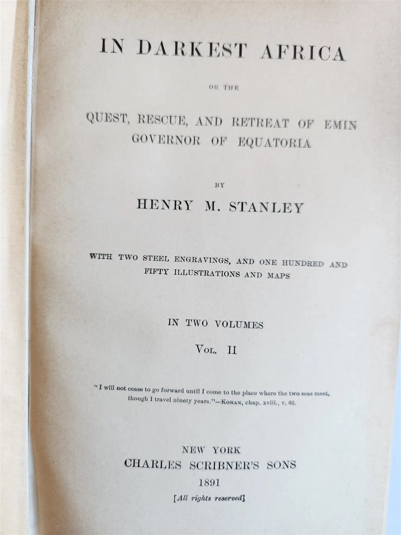 1891 IN DAKEST AFRICA 2 VOLUMES by HENRY STANLEY antique ILLUSTRATED w/ MAPS - 6