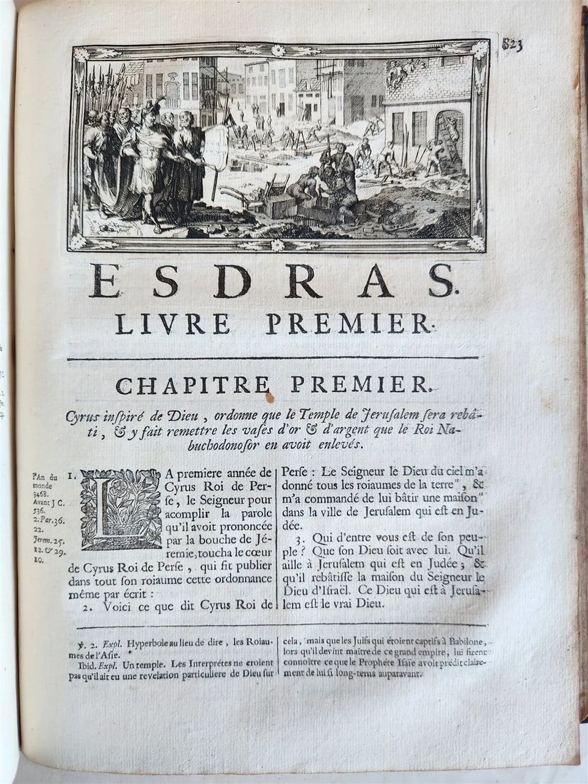1700 BIBLE in FRENCH 3 VOLUMES antique ILLUSTRATED w/ MAP La Sainte Bible - 11