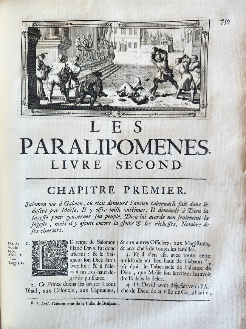 1700 BIBLE in FRENCH 3 VOLUMES antique ILLUSTRATED w/ MAP La Sainte Bible - 12