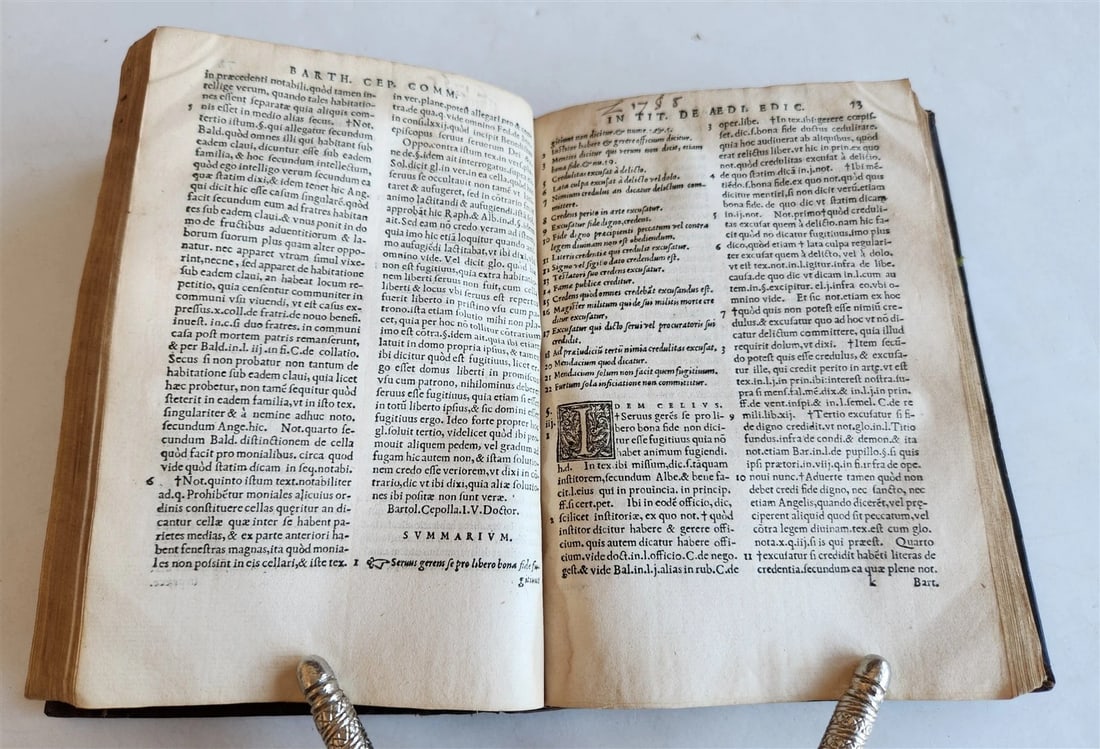 1550 LAW BOOK by Bartholomei Cipolla antique 16th C. original binding - 9