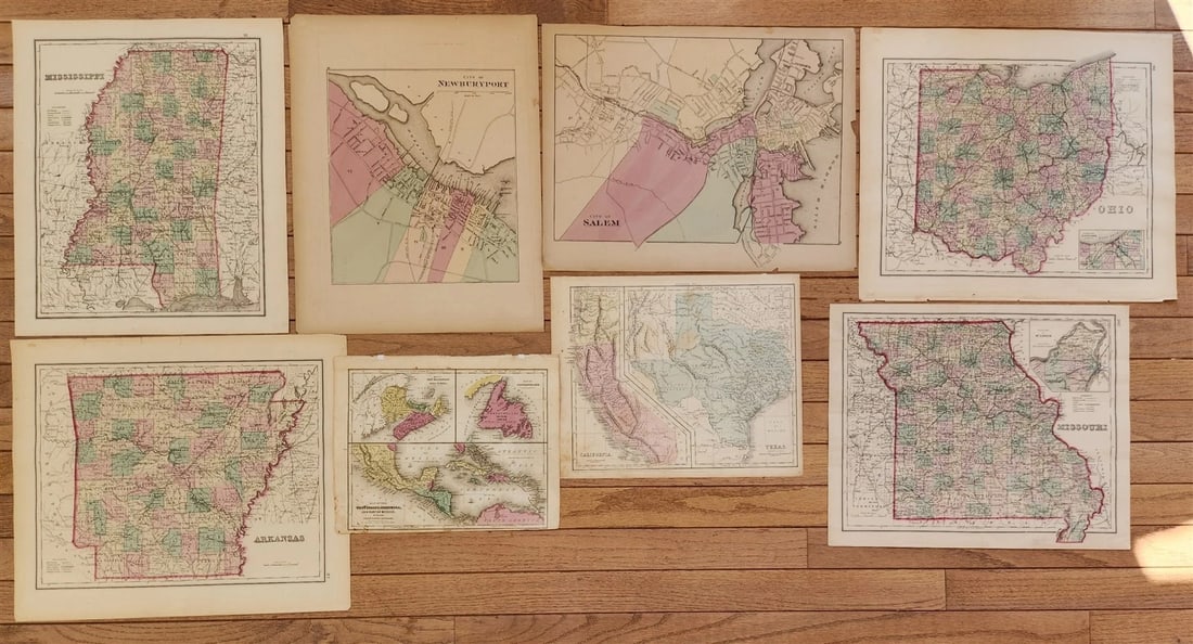 1870s LOT of 8 antique MAPS AMERICANA (1 of 14)