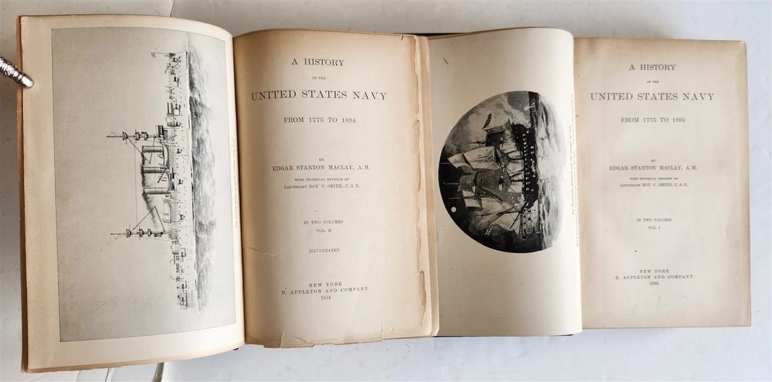1894 HISTORY of UNITED STATES NAVY by EDGAR MACLAY ANTIQUE 2 vols ILLUSTRATED - 3