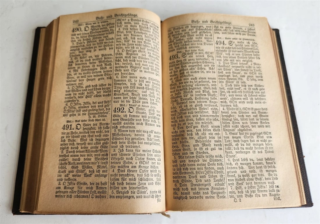 1886 RELIGIOUS BOOK in German ANTIQUE leather binding w/ metal cross STETTIN - 10