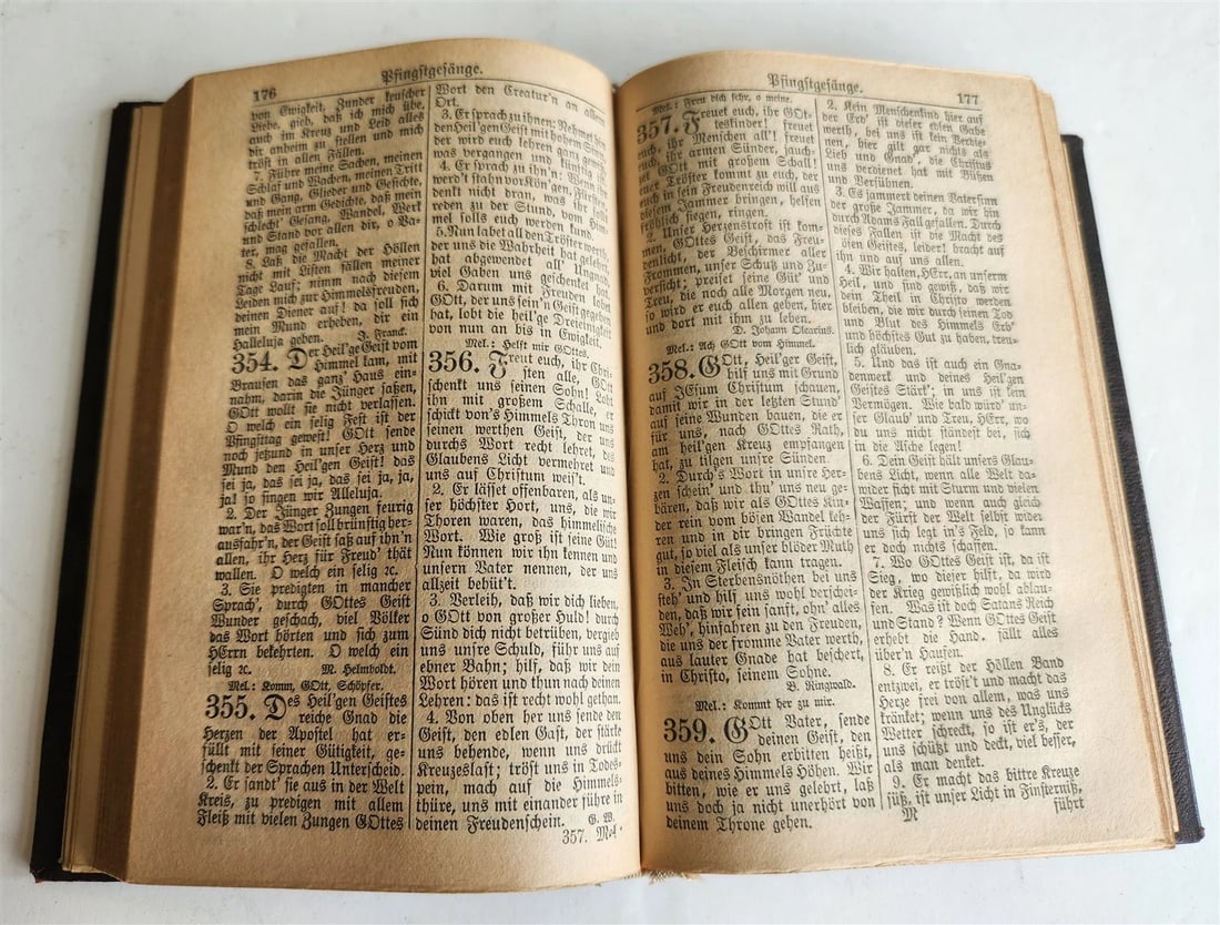 1886 RELIGIOUS BOOK in German ANTIQUE leather binding w/ metal cross STETTIN - 11