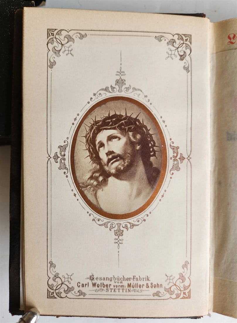 1886 RELIGIOUS BOOK in German ANTIQUE leather binding w/ metal cross STETTIN - 7