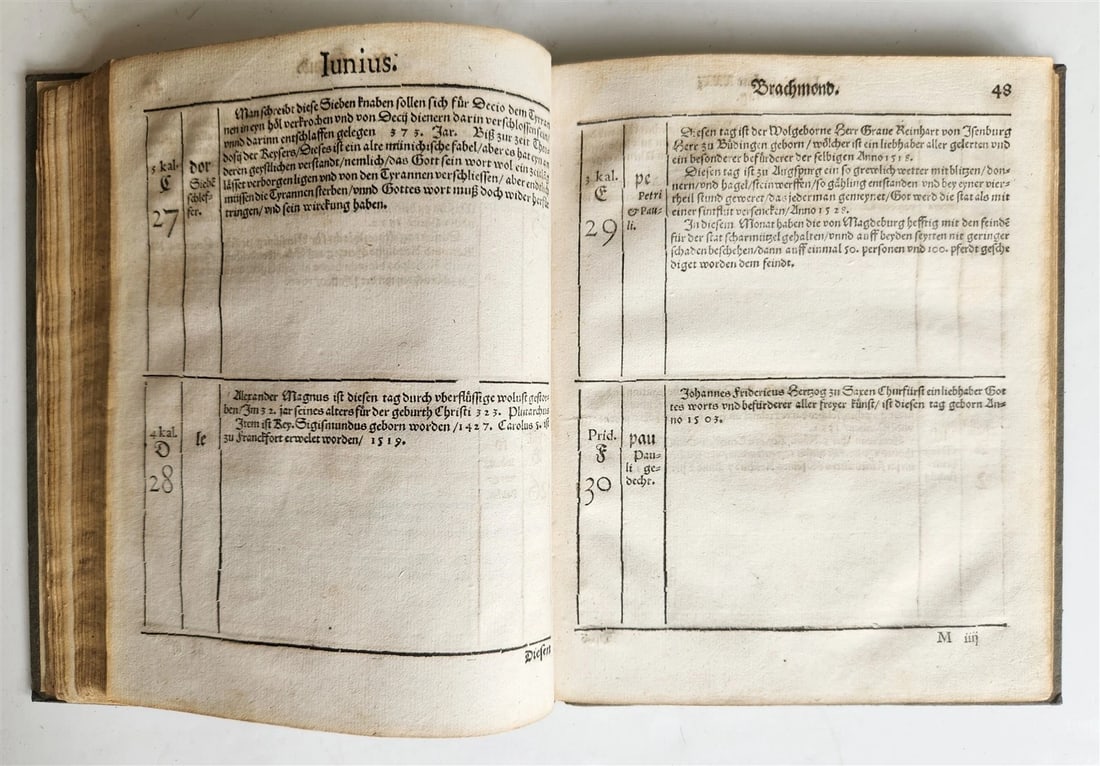 1554 HISTORICAL CALENDAR by CASPAR GOLDWURM Calendarium Historicum ANTIQUE - 7