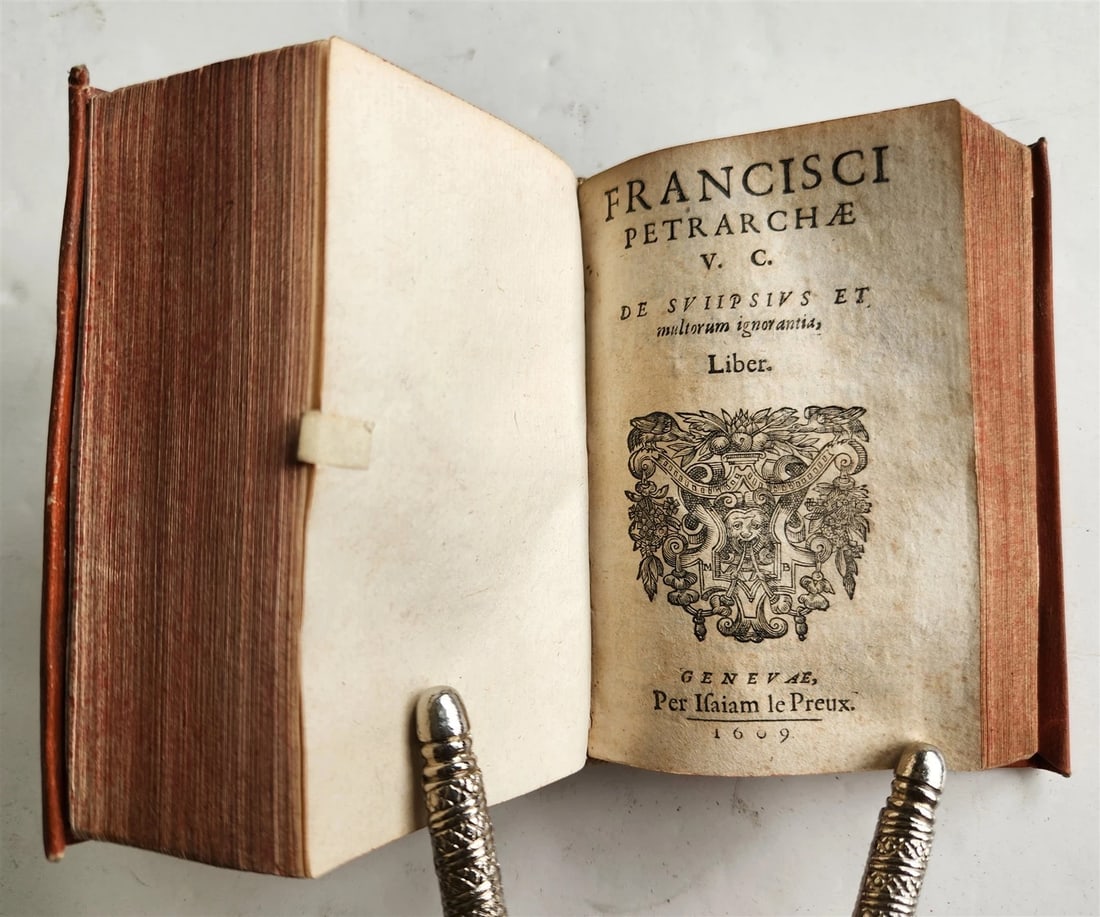 1595 PETRARCA philosophy on fortune & misfortune VELLUM BINDING 16th c. ANTIQUE - 4