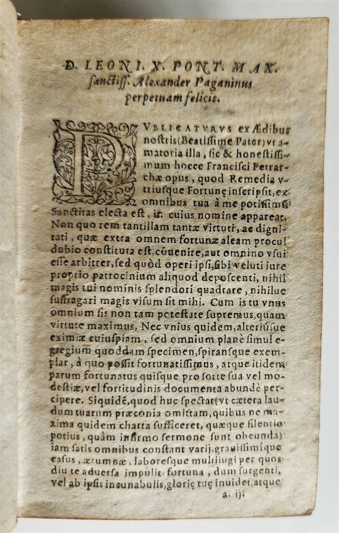 1595 PETRARCA philosophy on fortune & misfortune VELLUM BINDING 16th c. ANTIQUE - 6