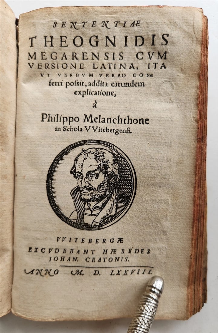 1578 POETRY Sentences of Theognis Megarensis antique vellum bound 16th CENTURY - 3