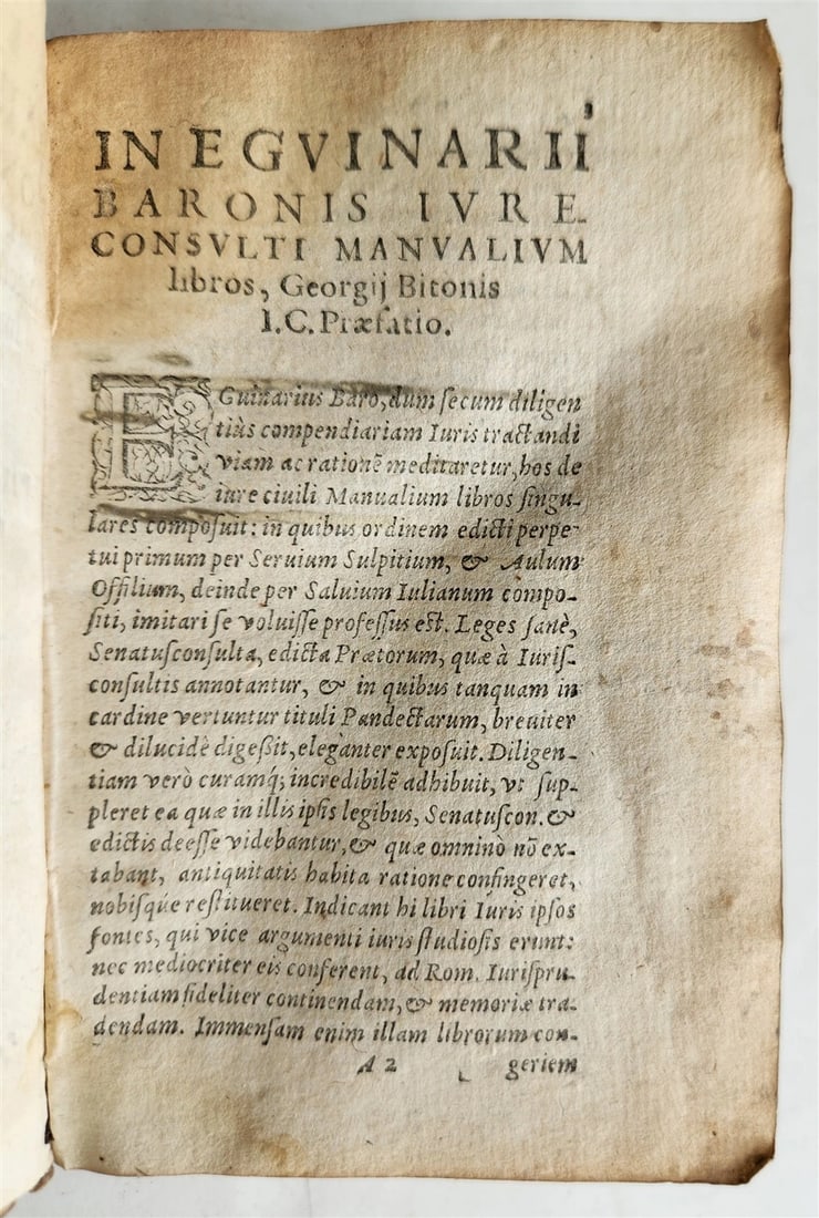 1580 LAW BOOK by E. BARONIS antique 16th CENTURY decorative vellum binding - 6