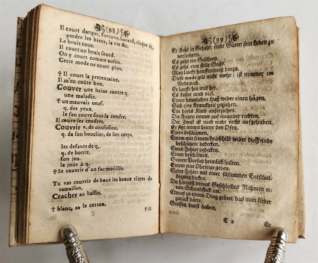 1700 NATURE of FRENCH LANGUAGE in GERMAN antique ANCIENT MANUSCRIPT BINDING - 8