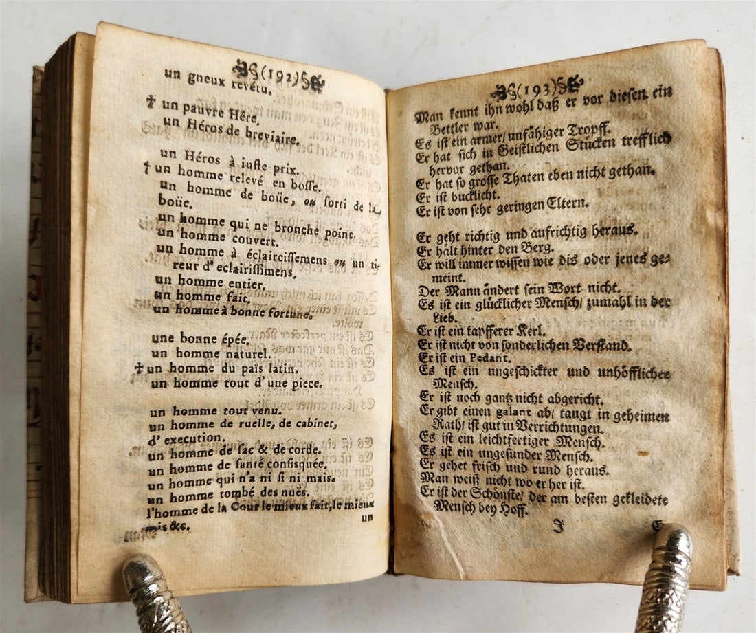 1700 NATURE of FRENCH LANGUAGE in GERMAN antique ANCIENT MANUSCRIPT BINDING - 9