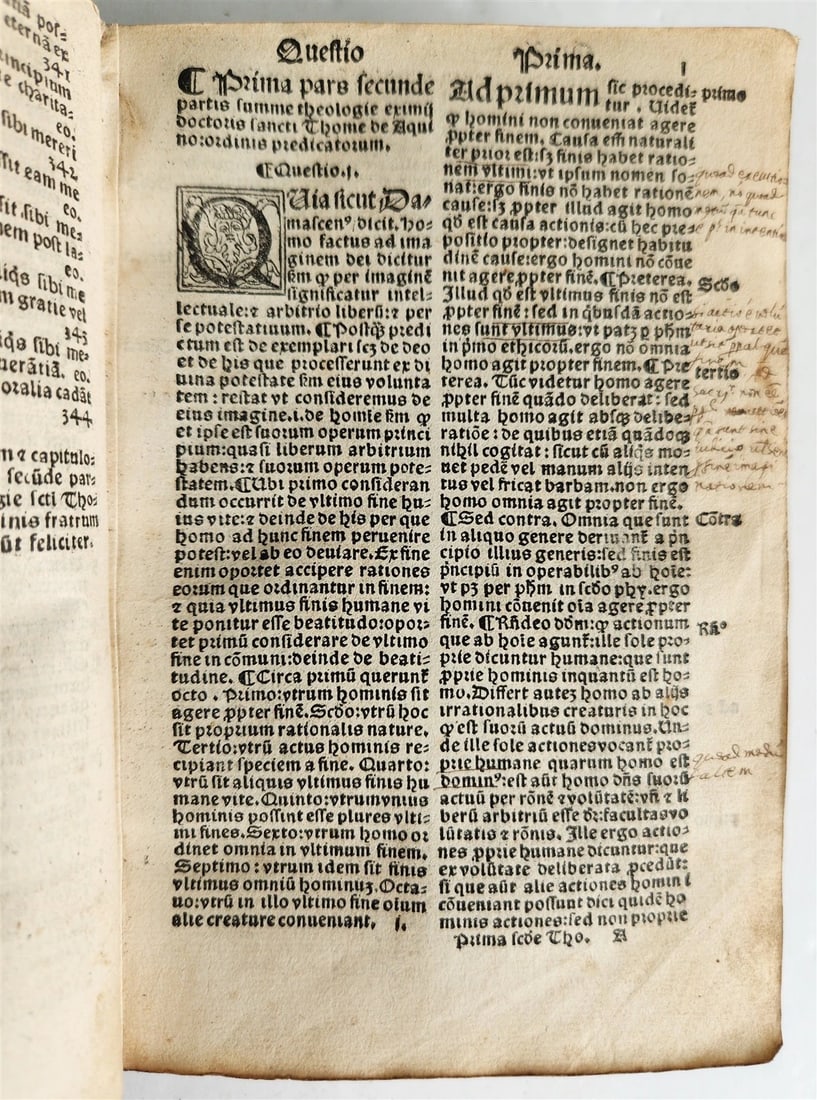 1535 POST-INCUNABULA THEOLOGY by THOMAS AQUINAS antique vellum binding - 5