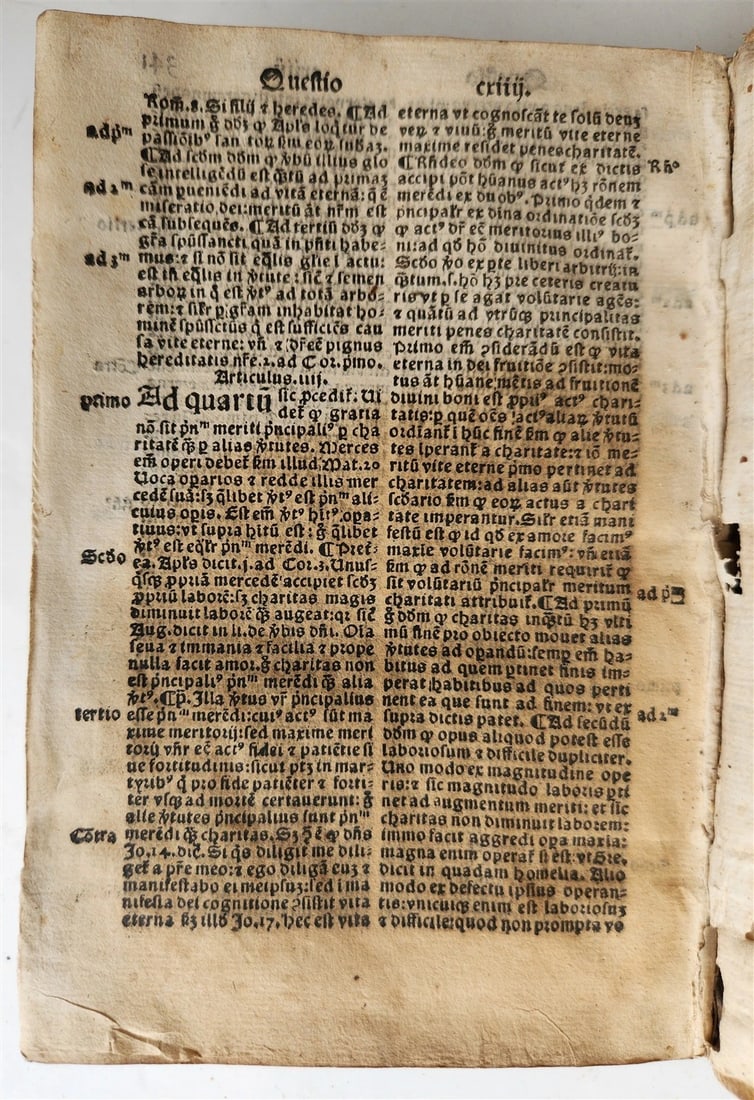 1535 POST-INCUNABULA THEOLOGY by THOMAS AQUINAS antique vellum binding - 7