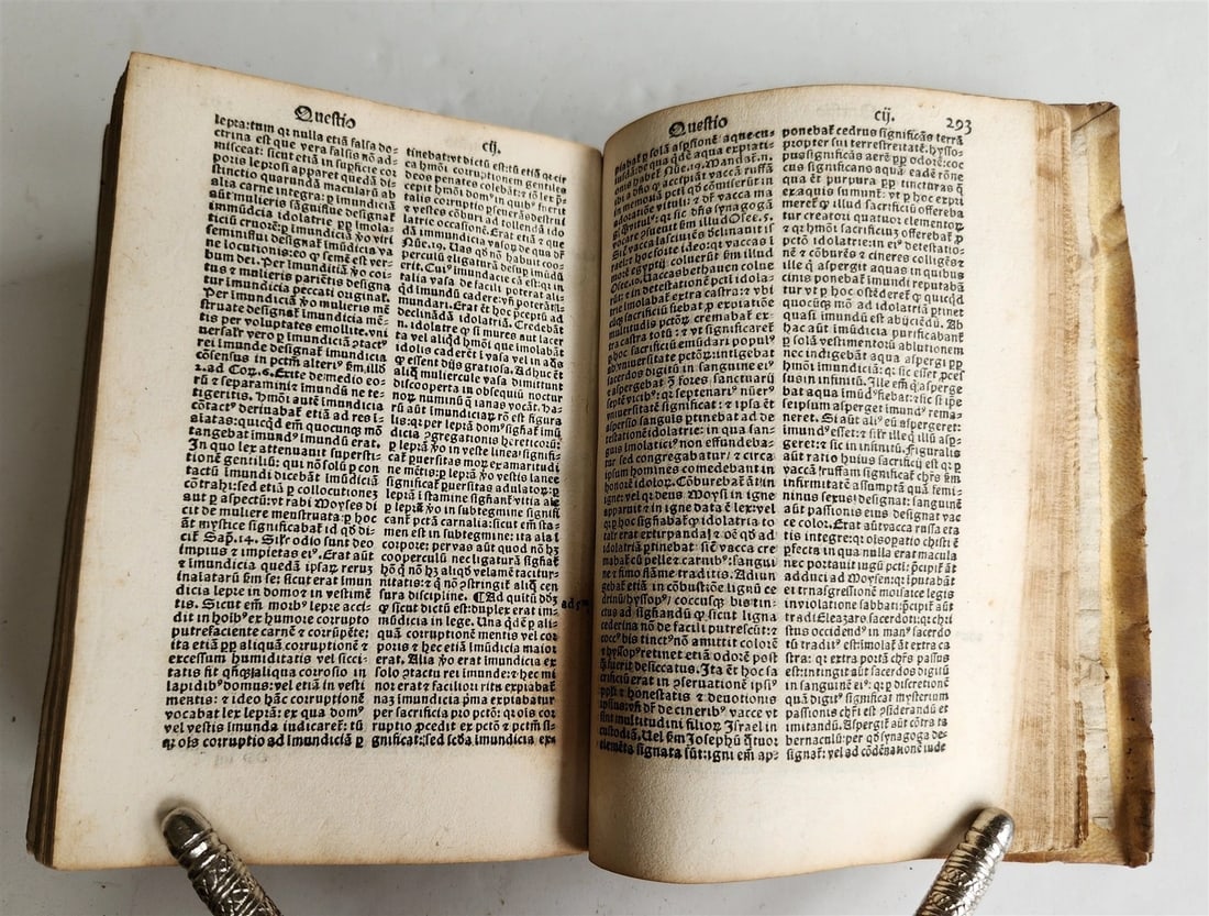 1535 POST-INCUNABULA THEOLOGY by THOMAS AQUINAS antique vellum binding - 8