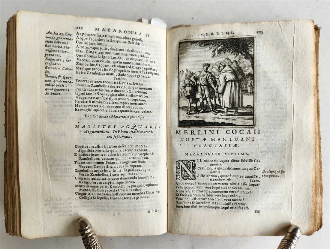 1692 ILLUSTRATED MACARONIC by POETRY MERLINI COCAII antique 17th CENTURY vellum - 10