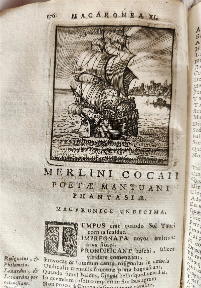 1692 ILLUSTRATED MACARONIC by POETRY MERLINI COCAII antique 17th CENTURY vellum - 14