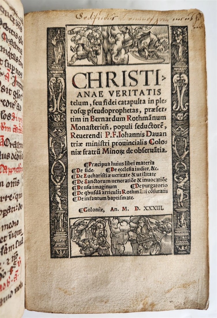 1533 POST-INCUNABULA THEOLOGY in LATIN antique ANCIENT VELLUM MANUSCRIPT BINDING - 3