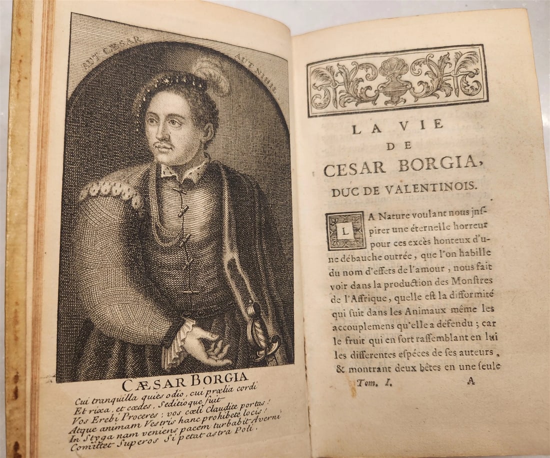 1756 LIFE of CESAR BORGIA ILLUSTRATED w/ PORTRAIT antique VELLUM BINDING - 2