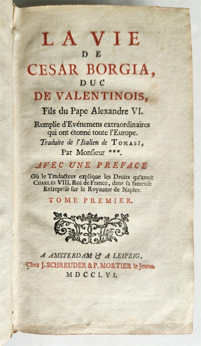 1756 LIFE of CESAR BORGIA ILLUSTRATED w/ PORTRAIT antique VELLUM BINDING - 3