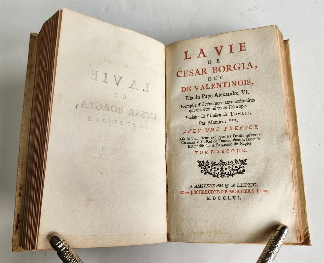 1756 LIFE of CESAR BORGIA ILLUSTRATED w/ PORTRAIT antique VELLUM BINDING - 5