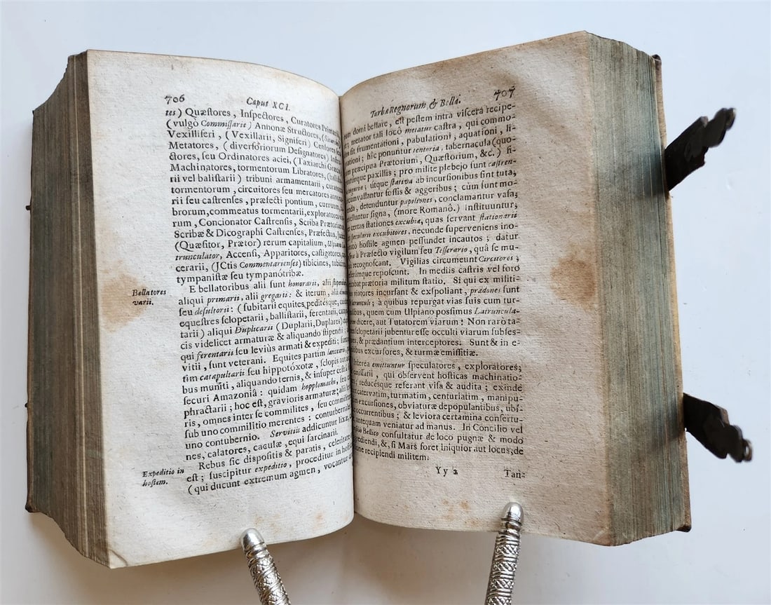 1680 ART & SCIENCE ENCYCLOPEDIA antique decorative PIGSKIN BINDING w/ CLASPS - 13