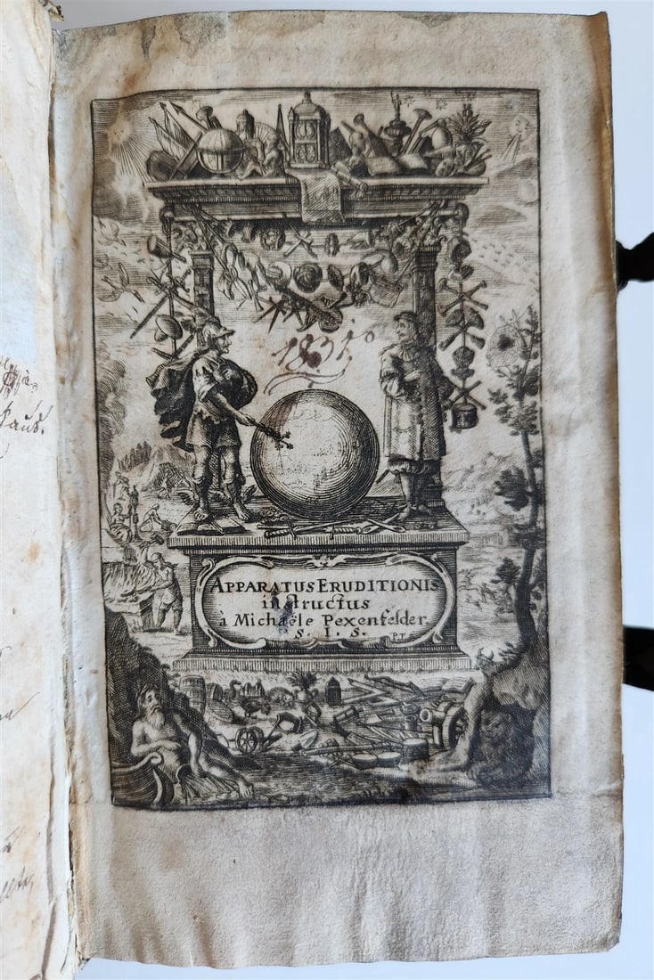 1680 ART & SCIENCE ENCYCLOPEDIA antique decorative PIGSKIN BINDING w/ CLASPS - 3