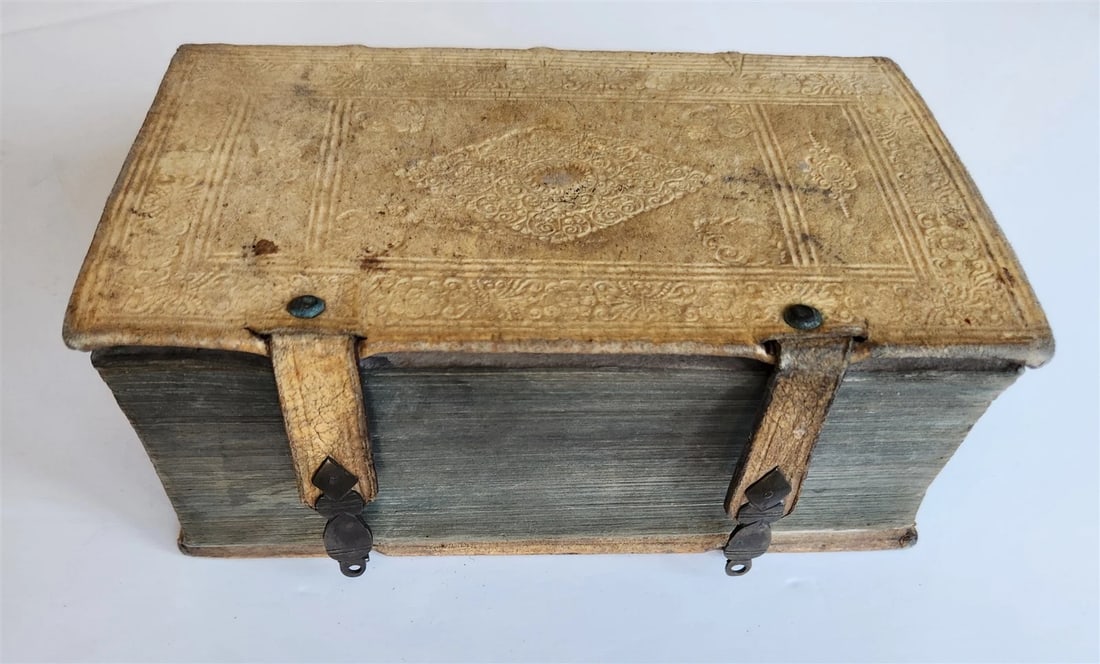 1680 ART & SCIENCE ENCYCLOPEDIA antique decorative PIGSKIN BINDING w/ CLASPS - 4