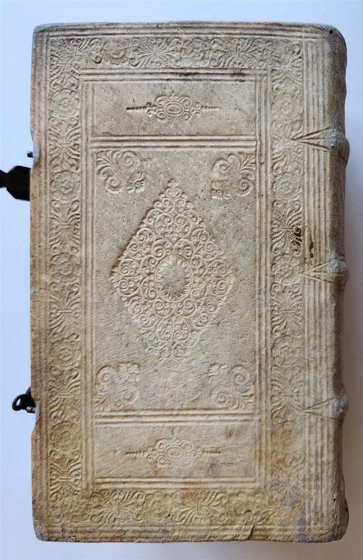 1680 ART & SCIENCE ENCYCLOPEDIA antique decorative PIGSKIN BINDING w/ CLASPS - 5