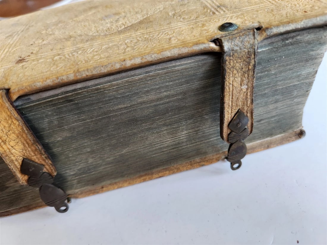 1680 ART & SCIENCE ENCYCLOPEDIA antique decorative PIGSKIN BINDING w/ CLASPS - 7