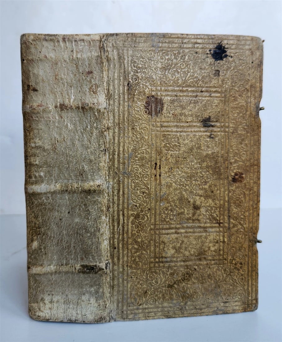 1691 Gradus ad Parnassum antique decorative PIGSKIN BINDING poetical dictionary (1 of 14)