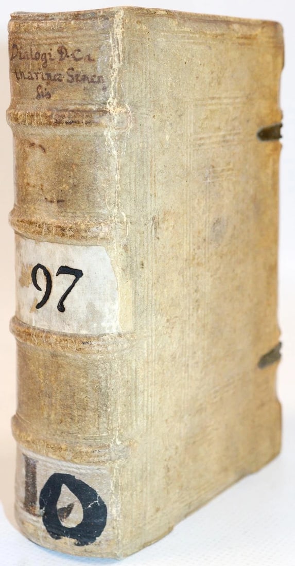 1583 CATHERINA of SIENA ITALIAN MYSTIC antique AMAZING PIGSKIN BINDING w/CLASPS (1 of 14)