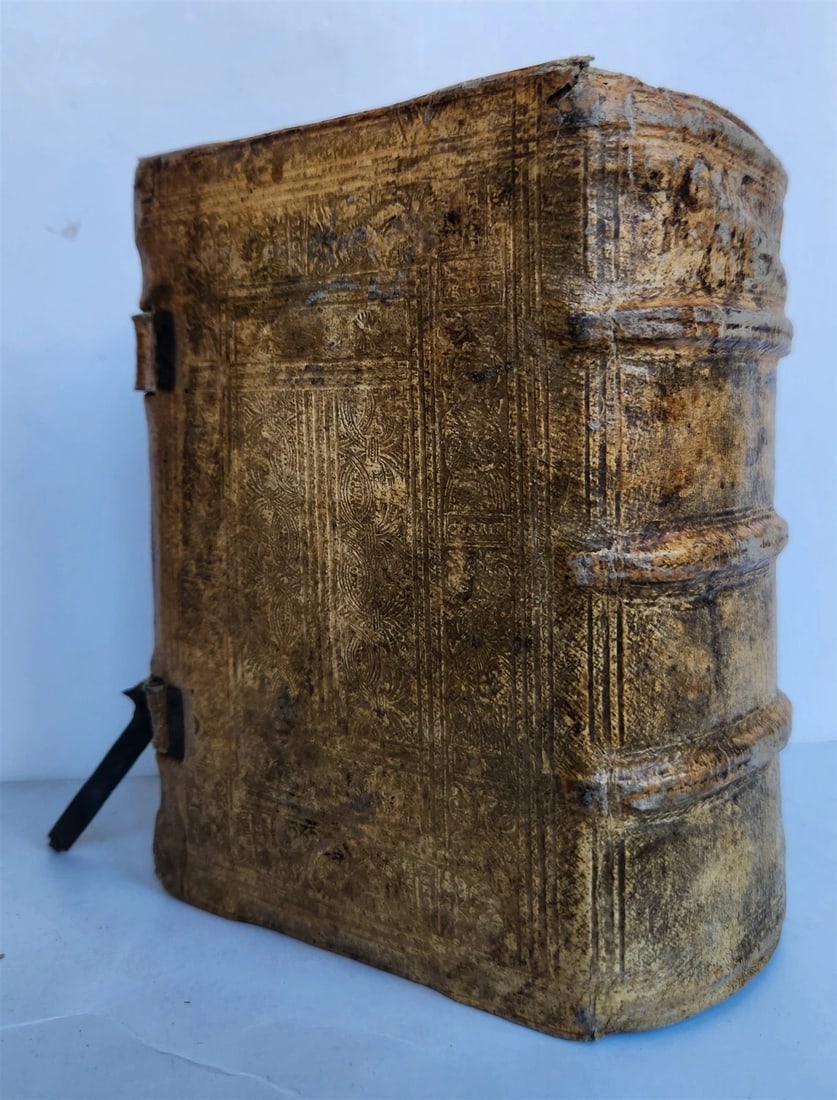 1567 CATECHISMUS ROMANUS antique PIGSKIN over WOOD BINDING 16th CENTURY (1 of 11)