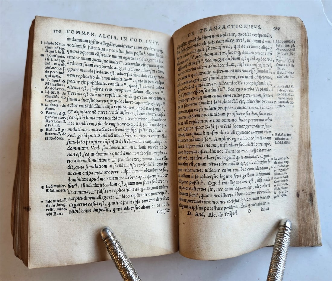 1542 LAW BOOK by ANDREA ALCIATI antique VELLUM BINDING 16th CENTURY scarce - 11