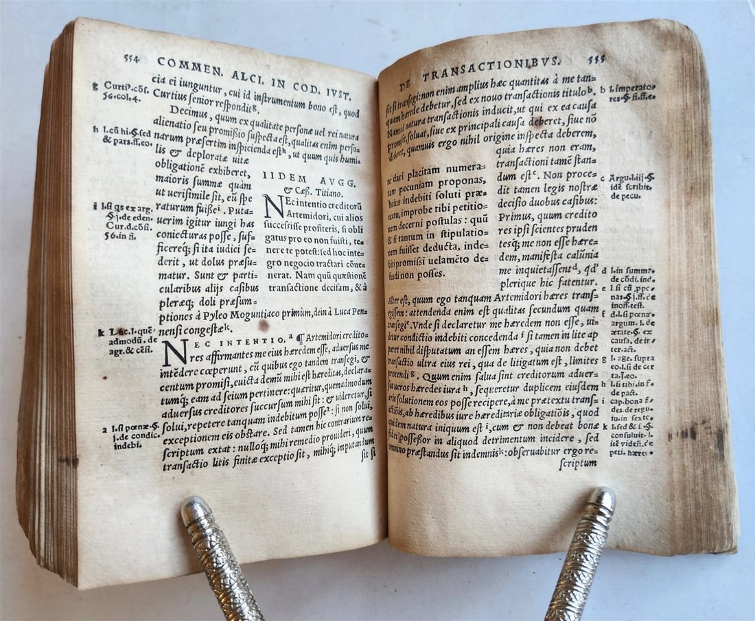 1542 LAW BOOK by ANDREA ALCIATI antique VELLUM BINDING 16th CENTURY scarce - 12