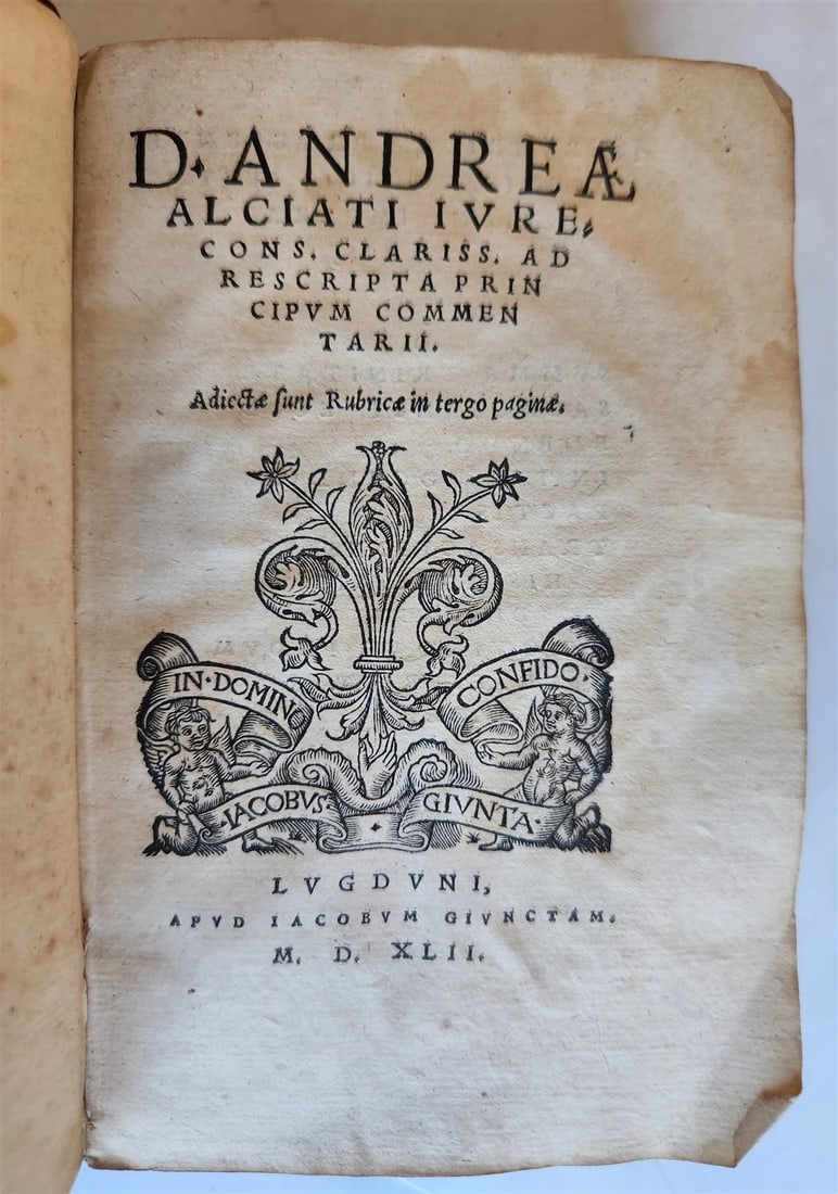 1542 LAW BOOK by ANDREA ALCIATI antique VELLUM BINDING 16th CENTURY scarce - 9