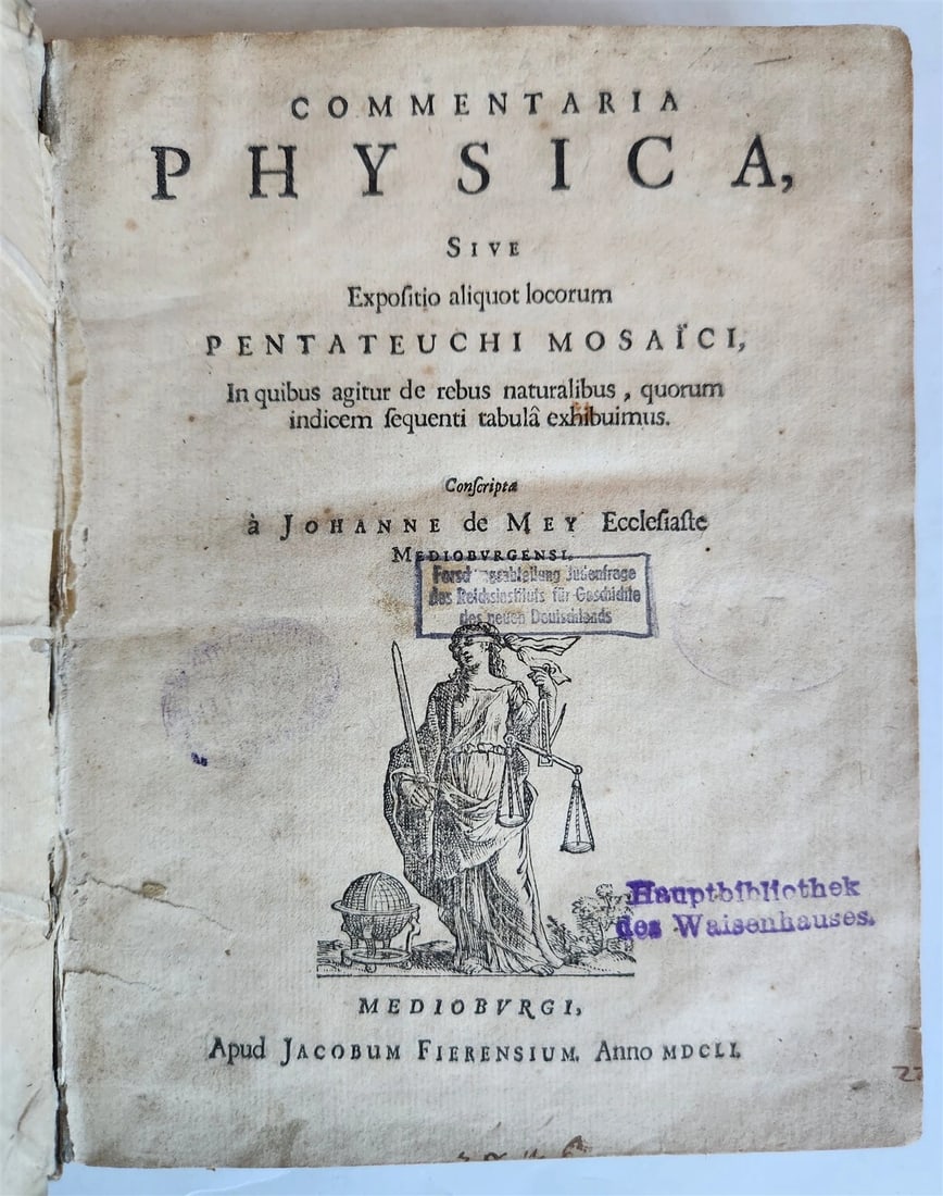 1651 COMMENTARIA PHYSICA by JOHANN MEY antique (1 of 10)