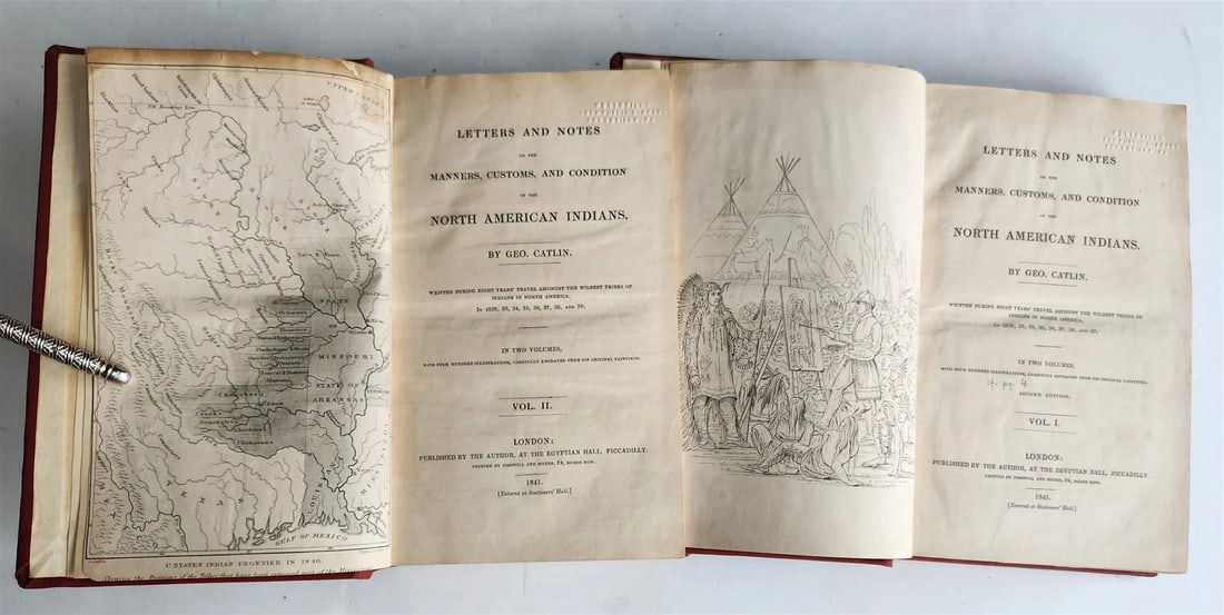 1841 MANNERS & CUSTOMS of NORTH AMERICAN INDIANS antique 2 VOLS ILLUSTRATED (1 of 14)