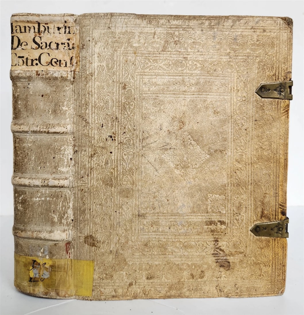 1665 THEOLOGY by Tommaso Tamburini antique PERIOD BINDING PIGSKIN w/ CLASPS (1 of 12)