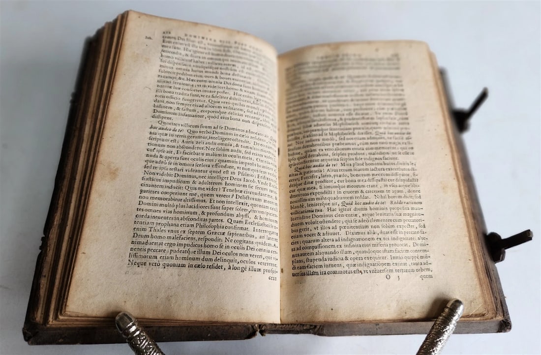 1581 SERMONS in LATIN Concionum de tempore antique PIGSKIN BINDING w/ CLASPS - 10