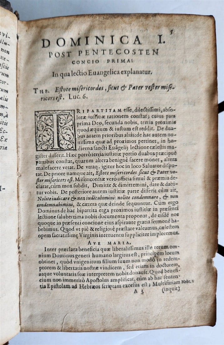 1581 SERMONS in LATIN Concionum de tempore antique PIGSKIN BINDING w/ CLASPS - 9