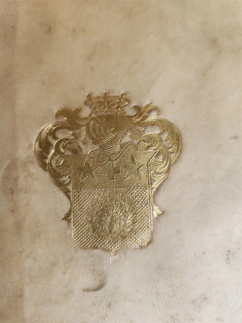 1658 LIFE of BASIL the GREAT antique VELLUM BINDING w/ COAT of ARMS provenance - 5