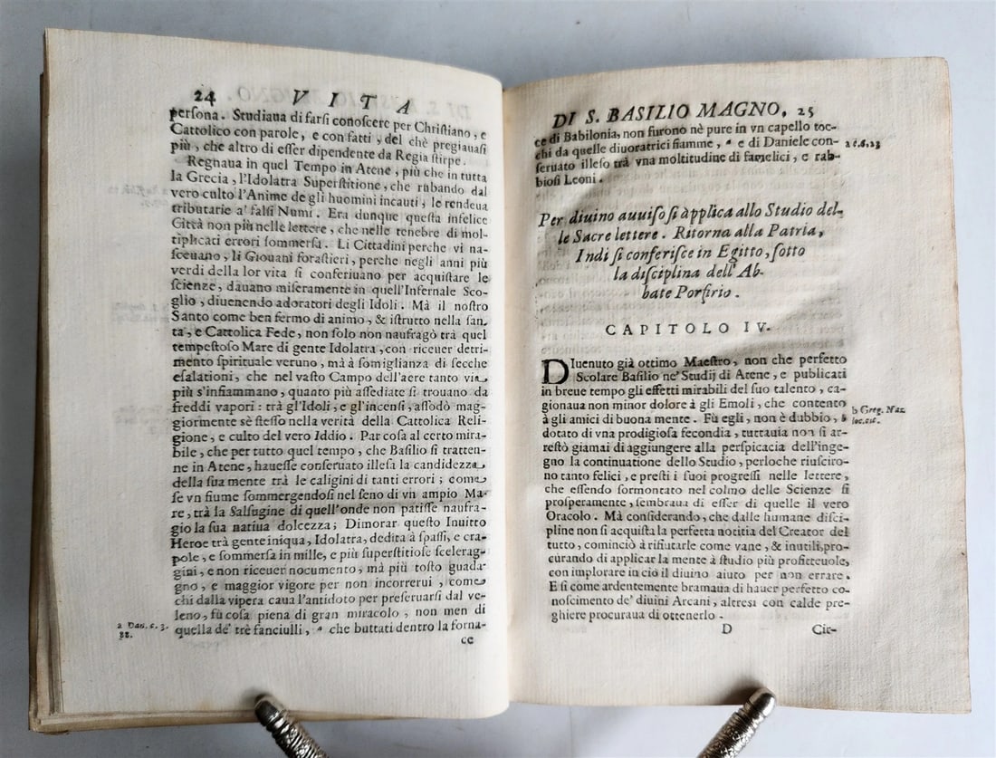 1658 LIFE of BASIL the GREAT antique VELLUM BINDING w/ COAT of ARMS provenance - 9